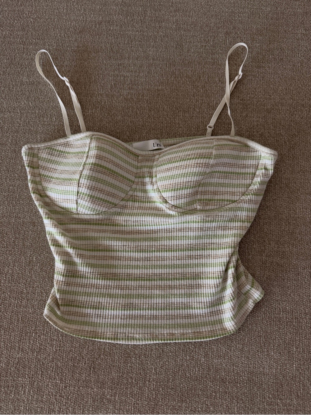 Womens Green Stripe Bustier Tank Top